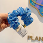 CERULEAN BLUE WRINKLED FABRIC SCRUNCHIE 358223