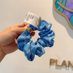 CERULEAN BLUE WRINKLED FABRIC SCRUNCHIE 358223