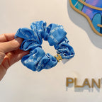 CERULEAN BLUE WRINKLED FABRIC SCRUNCHIE 358223