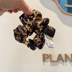 BLACK MIX LIGHT GOLD WRINKLED FABRIC SCRUNCHIE 378901