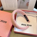 THICK HEADBAND IN PINK TWEED EMBELLISHED SEQUINS 406045