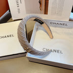 KHAKI BROWN FABRIC HAIRBAND WITH GOLD LOGO 414435