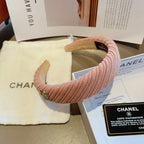 LIGHT PINK FABRIC HAIRBAND WITH GOLD LOGO 414436