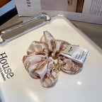 WHITE MIX LIGHT GOLD WRINKLED FABRIC SCRUNCHIE 417306