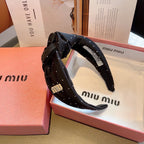 CRYSTALS EMBELLISHED HEAD BAND IN BLACK COTTON 418873