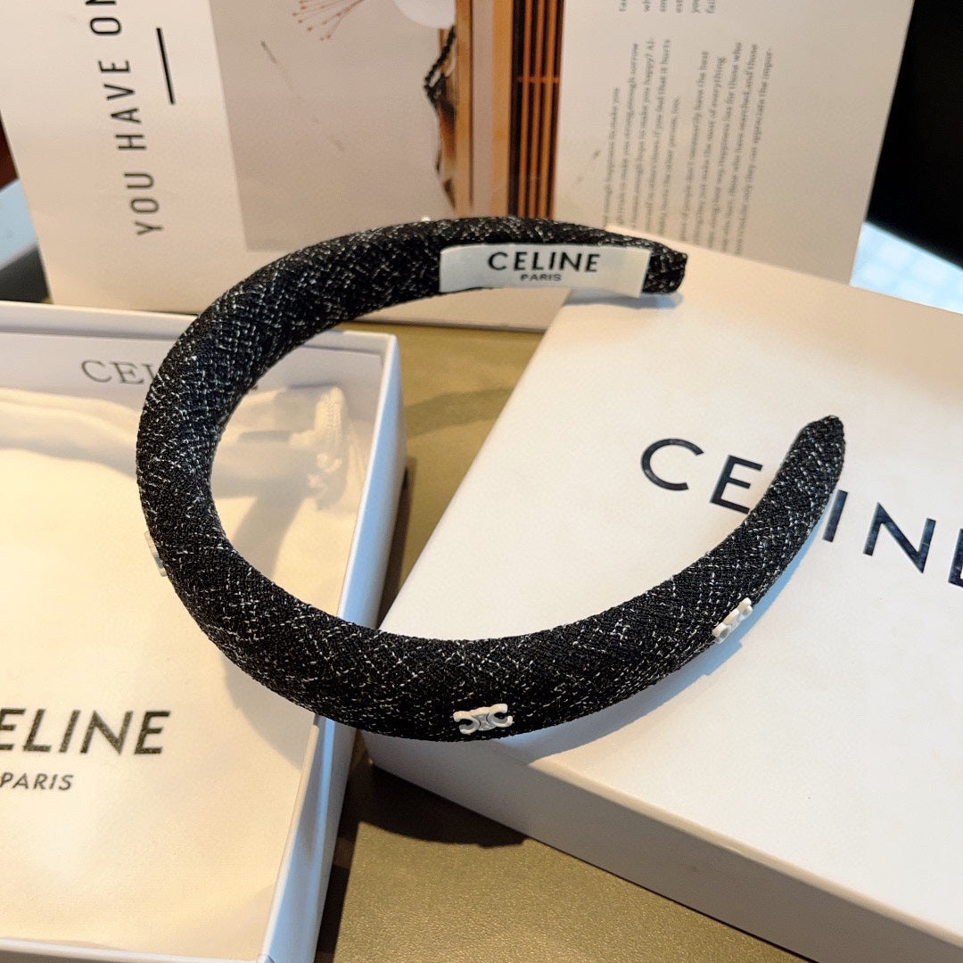 BLACK TWEED FABRIC HAIRBAND 420647