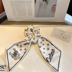 WHITE MIX BLACK SILK SCRUNCHIE 420657