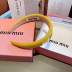 THICK HEADBAND IN YELLOW DIAGONAL LEATHER 425478