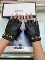 FINGERLESS GLOVES WITH HORSEBIT IN BLACK LAMBSKIN 463853