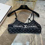 CC BIKINI SWIMSUIT SET IN BLACK AND WHITE LOGO PRINTED 581298