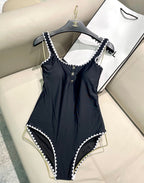 CC BIKINI SWIMSUIT SET IN BLACK AND WHITE TRIM 622173