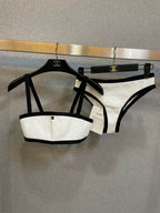 HIGH NECK SWIMSUIT IN WHITE AND BLACK TRIM 627830