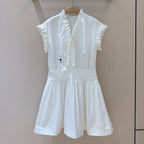DIOR 25S SHORT PLEATED LACE SHIRT DRESS 553