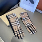 LINED GLOVES IN CAMEL BEIGE AND BLACK WOOL 453711