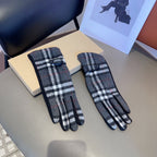 LINED GLOVES IN DARK GRAY AND BLACK WOOL 453710