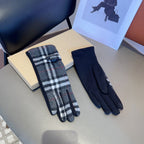 LINED GLOVES IN DARK GRAY AND BLACK WOOL 453710