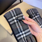 LINED GLOVES IN DARK GRAY AND BLACK WOOL 453710