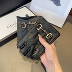 FINGERLESS GLOVES IN BLACK LAMBSKIN 436035