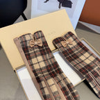 GLOVES IN BROWN WOOL WITH BOW 462285