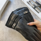 GLOVES IN BLACK LAMBSKIN MIX WOOL 465817
