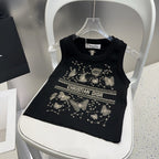 TANK TOP 610351 IN BLACK COTTON RIBBED EMBOSSED BUTTERFLY
