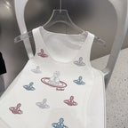TANK TOP 639167 IN WHITE COTTON RIBBED KNIT EMBOSSED CRYSTAL
