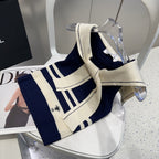 STRIPED TANK TOP 612059 IN NAVY BLUE AND WHITE COTTON RIBBED