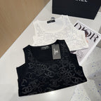 SLEEVELESS TOP 643223 IN BLACK COTTON EMBOSSED LOGO
