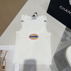 CAMISOLE 639171 IN WHITE COTTON RIBBED KNIT EMBOSSED LOGO ON STRAPS