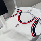 TANK TOP 610346 IN WHITE COTTON RIBBED RED TRIM