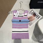 STRIPED TANK TOP 612058 IN BLUE WHITE AND PURPLE COTTON RIBBED