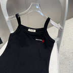 CAMISOLE 613779 IN BLACK COTTON RIBBED