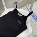 CAMISOLE 613779 IN BLACK COTTON RIBBED