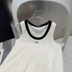 TANK TOP 615175 IN WHITE COTTON RIBBED BLACK TRIM