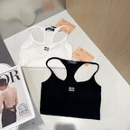 CAMISOLE 617514 IN BLACK COTTON RIBBED KNIT