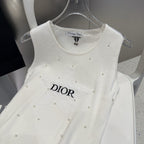 TANK TOP 633196 IN WHITE COTTON EMBOSSED PEARL