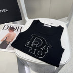 CAMISOLE 619300 IN BLACK COTTON RIBBED KNIT TEXTURED LOGO