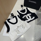 CAMISOLE 627702 IN WHITE COTTON RIBBED KNIT BLACK TRIM
