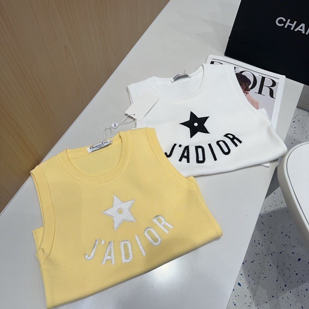 TANK TOP 622149 IN WHITE COTTON RIBBED STAR AND LOGO