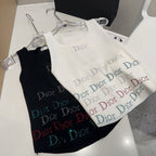 TANK TOP 624520 IN BLACK COTTON RIBBED CRYSTAL LOGO