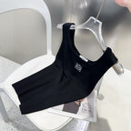 TANK TOP 633194 IN BLACK COTTON EMBOSSED LOGO