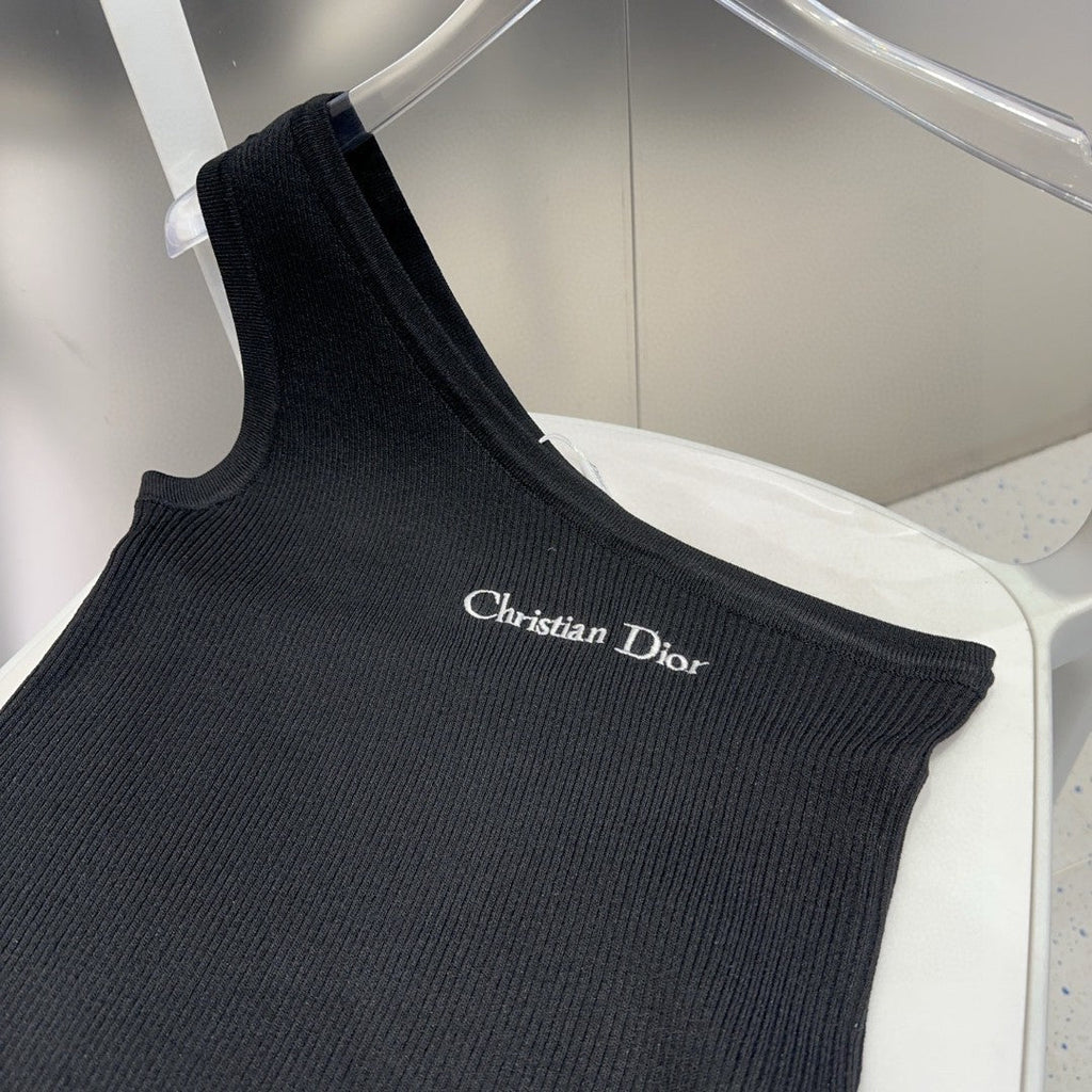 ONE SHOULDER TOP 633201 IN BLACK COTTON