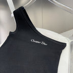 ONE SHOULDER TOP 633201 IN BLACK COTTON
