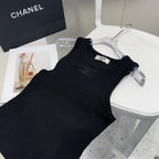 TANK TOP 633207 IN BLACK COTTON RIBBED KNIT EMBOSSED LOGO