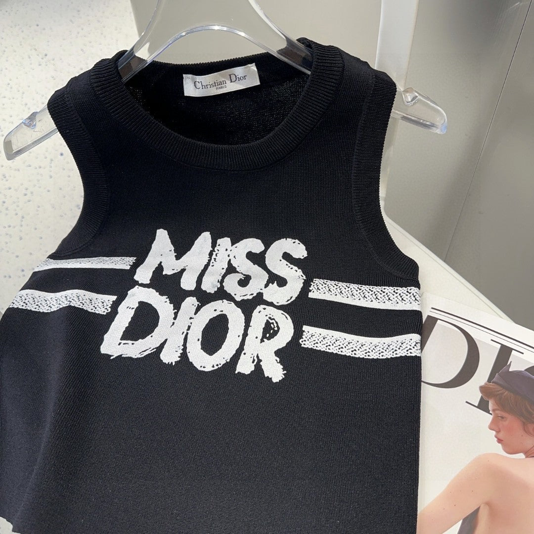 TANK TOP 638009 IN BLACK COTTON RIBBED KNIT EMBOSSED LOGO