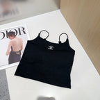 CAMI TOP 640620 IN BLACK COTTON RIBBED KNIT