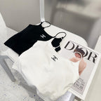 CAMI TOP 640620 IN BLACK COTTON RIBBED KNIT