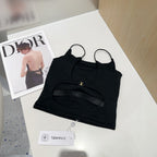 CAMI TOP 640620 IN BLACK COTTON RIBBED KNIT