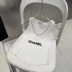 TANK TOP 640622 IN WHITE COTTON CRYSTAL ON TRIM
