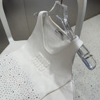 TANK TOP 640624 IN WHITE COTTON MUTILCOLOR CRYSTAL